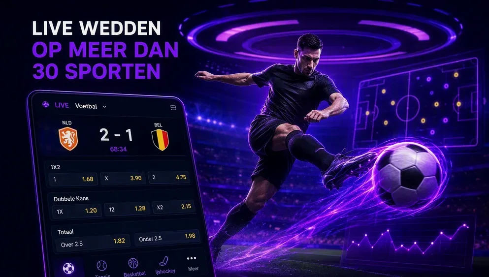 livesportscherm met voetbal odds en scores